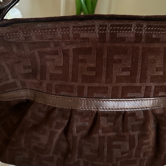 Fendi Zucca Chef FF Shoulder Bag in Brown Suede - Picture 3 of 11